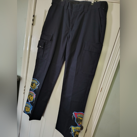 Custom 90s Power Rangers x Dickies blue cargo pants Size 34 NYC Festival Nostalg - Picture 1 of 9